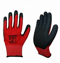 Перчатки Орион РТИ™ БАРРАКУДА (нейлон+рельефный латекс), красный/черный