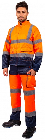 Куртка повышенной видимости PHPAN (тк.Смесовая,230) DeltaPlus, оранжевый/синий (PHVE2OM)