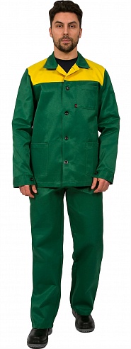 Костюм Труженик (тк.Смесовая,210) брюки, зеленый/желтый