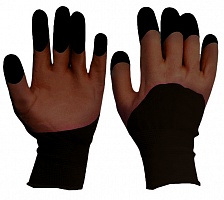 Перчатки нейлоновые со вспененным двойным латексным покрытием, коричневые