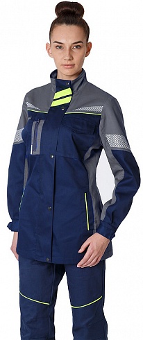 Куртка удлиненная женская PROFLINE SPECIALIST (тк.Смесовая,240), т.синий/серый